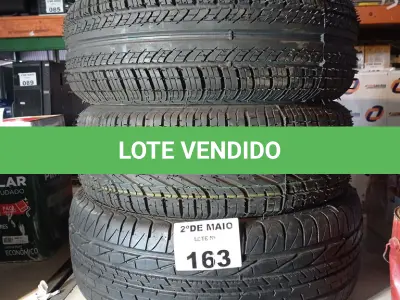 LOTE 163 - 03 PNEUS REMOLD NAS MEDIDAS:205/60/16, 185/60/14 E 195/50/15. (NO ESTADO, LEILÃO NÃO TEM GARANTIA E NEM DEVOLUÇÃO, SUJEITO A POSSÍVEIS AVARIAS VISÍVEIS/OCULTAS E/OU AUSÊNCIA DE COMPONENTES).