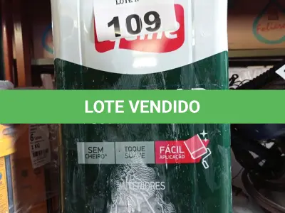 LOTE 109 - 01 LATA DE TINTA IQUINE PINTALAR INTERIORES FOSCO AVELUDADO NA COR BRANCO GELO 18L. (NO ESTADO, LEILÃO NÃO TEM GARANTIA E NEM DEVOLUÇÃO, SUJEITO A POSSÍVEIS AVARIAS VISÍVEIS/OCULTAS E/OU AUSÊNCIA DE COMPONENTES).