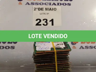 LOTE 231 - 01 LOTE COM VÁRIAS MEMORIAS PARA NOTEBOOK MARCAS E MODELOS DIVERSOS. (NO ESTADO, LEILÃO NÃO TEM GARANTIA E NEM DEVOLUÇÃO, SUJEITO A POSSÍVEIS AVARIAS VISÍVEIS/OCULTAS E/OU AUSÊNCIA DE COMPONENTES).