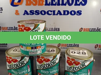 LOTE 028 - 04 – LATAS DE TINTA ACRÍLICA SUPRA LUKSCOLOR PREMIUM BRANCO 3,6L (NO ESTADO, NÃO SABEMOS SE FUNCIONA. LEILÃO NÃO TEM GARANTIA E NEM DEVOLUÇÃO, SUJEITO A POSSÍVEIS AVARIAS VISÍVEIS/OCULTAS E/OU AUSÊNCIA DE COMPONENTES)
