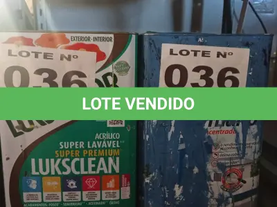 LOTE 036 - 02 – LATAS DE TINTAS (NO ESTADO, NÃO SABEMOS SE FUNCIONA. LEILÃO NÃO TEM GARANTIA E NEM DEVOLUÇÃO, SUJEITO A POSSÍVEIS AVARIAS VISÍVEIS/OCULTAS E/OU AUSÊNCIA DE COMPONENTES)