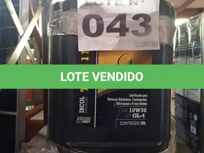 LOTE 043 - 01 - ÓLEO INCOL TORK 11-SAE 10W30 (NO ESTADO, NÃO SABEMOS SE FUNCIONA. LEILÃO NÃO TEM GARANTIA E NEM DEVOLUÇÃO, SUJEITO A POSSÍVEIS AVARIAS VISÍVEIS/OCULTAS E/OU AUSÊNCIA DE COMPONENTES)