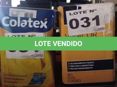 LOTE 031 - 02 – LATAS DE TINTAS (NO ESTADO, NÃO SABEMOS SE FUNCIONA. LEILÃO NÃO TEM GARANTIA E NEM DEVOLUÇÃO, SUJEITO A POSSÍVEIS AVARIAS VISÍVEIS/OCULTAS E/OU AUSÊNCIA DE COMPONENTES)