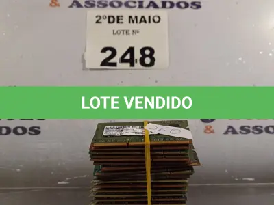 LOTE 248 - 01 LOTE COM VÁRIAS MEMORIAS PARA NOTEBOOK MARCAS E MODELOS DIVERSOS. (NO ESTADO, LEILÃO NÃO TEM GARANTIA E NEM DEVOLUÇÃO, SUJEITO A POSSÍVEIS AVARIAS VISÍVEIS/OCULTAS E/OU AUSÊNCIA DE COMPONENTES).