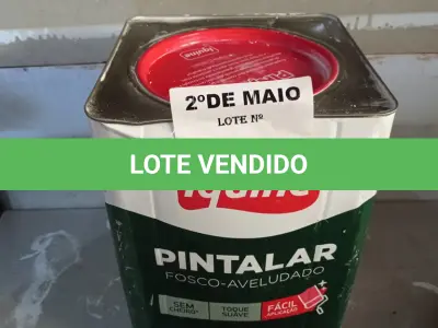 LOTE 302 - 01 LATA DE TINTA IQUINE PINTALAR INTERIORES FOSCO AVELUDADO NA COR BRANCO GELO 18L. (NO ESTADO, LEILÃO NÃO TEM GARANTIA E NEM DEVOLUÇÃO, SUJEITO A POSSÍVEIS AVARIAS VISÍVEIS/OCULTAS E/OU AUSÊNCIA DE COMPONENTES).