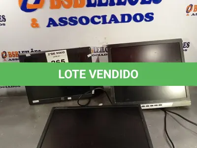LOTE 265 - 03 MONITORES MARCAS E MODELOS DIVERSOS. (NO ESTADO, LEILÃO NÃO TEM GARANTIA E NEM DEVOLUÇÃO, SUJEITO A POSSÍVEIS AVARIAS VISÍVEIS/OCULTAS E/OU AUSÊNCIA DE COMPONENTES).