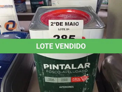 LOTE 285 - 01 LATA DE TINTA IQUINE PINTALAR INTERIORES FOSCO AVELUDADO NA COR BRANCO GELO 18L. (NO ESTADO, LEILÃO NÃO TEM GARANTIA E NEM DEVOLUÇÃO, SUJEITO A POSSÍVEIS AVARIAS VISÍVEIS/OCULTAS E/OU AUSÊNCIA DE COMPONENTES).