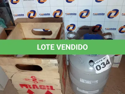 LOTE 034 - 01 - BOTIJÃO NITROGÊNIO INSEMINAÇÃO (NO ESTADO, NÃO SABEMOS SE FUNCIONA. LEILÃO NÃO TEM GARANTIA E NEM DEVOLUÇÃO, SUJEITO A POSSÍVEIS AVARIAS VISÍVEIS/OCULTAS E/OU AUSÊNCIA DE COMPONENTES)