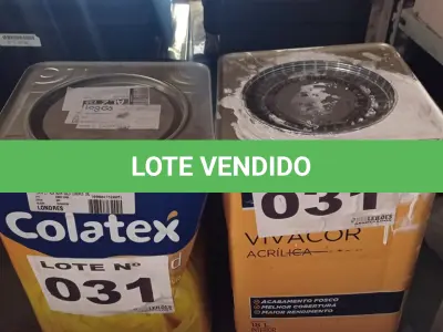 LOTE 031 - 02 – LATAS DE TINTAS (NO ESTADO, NÃO SABEMOS SE FUNCIONA. LEILÃO NÃO TEM GARANTIA E NEM DEVOLUÇÃO, SUJEITO A POSSÍVEIS AVARIAS VISÍVEIS/OCULTAS E/OU AUSÊNCIA DE COMPONENTES)