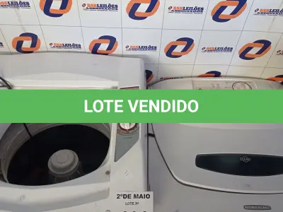 LOTE 414 - 02 MÁQUINAS DE LAVAR ROUPAS MARCAS E MODELOS DIVERSOS PARA RETIRADA DE PEÇAS. (NO ESTADO, LEILÃO NÃO TEM GARANTIA E NEM DEVOLUÇÃO, SUJEITO A POSSÍVEIS AVARIAS VISÍVEIS/OCULTAS E/OU AUSÊNCIA DE COMPONENTES).