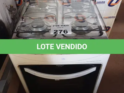 LOTE 276 - 01 FOGÃO A GÁS 04 BOCAS MARCA ELECTROLUX. (NO ESTADO, LEILÃO NÃO TEM GARANTIA E NEM DEVOLUÇÃO, SUJEITO A POSSÍVEIS AVARIAS VISÍVEIS/OCULTAS E/OU AUSÊNCIA DE COMPONENTES).