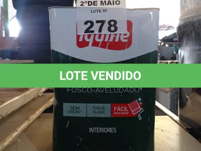 LOTE 278 - 01 LATA DE TINTA IQUINE PINTALAR INTERIORES FOSCO AVELUDADO NA COR BRANCO GELO 18L. (NO ESTADO, LEILÃO NÃO TEM GARANTIA E NEM DEVOLUÇÃO, SUJEITO A POSSÍVEIS AVARIAS VISÍVEIS/OCULTAS E/OU AUSÊNCIA DE COMPONENTES).