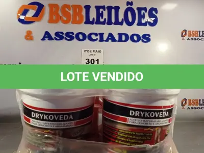 LOTE 301 - 04 BALDES DE DRYKOVEDA, ADITIVO IMPERMEABILIZANTE PARA CONCRETOS E ARGAMASSAS 3,6L. (NO ESTADO, LEILÃO NÃO TEM GARANTIA E NEM DEVOLUÇÃO, SUJEITO A POSSÍVEIS AVARIAS VISÍVEIS/OCULTAS E/OU AUSÊNCIA DE COMPONENTES).