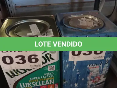 LOTE 036 - 02 – LATAS DE TINTAS (NO ESTADO, NÃO SABEMOS SE FUNCIONA. LEILÃO NÃO TEM GARANTIA E NEM DEVOLUÇÃO, SUJEITO A POSSÍVEIS AVARIAS VISÍVEIS/OCULTAS E/OU AUSÊNCIA DE COMPONENTES)