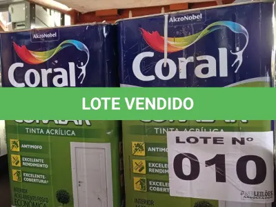 LOTE 010 - 02 - LATAS DE TINTA CORAL CORALAR - 18 LITROS (NO ESTADO, NÃO SABEMOS SE FUNCIONA. LEILÃO NÃO TEM GARANTIA E NEM DEVOLUÇÃO, SUJEITO A POSSÍVEIS AVARIAS VISÍVEIS/OCULTAS E/OU AUSÊNCIA DE COMPONENTES)