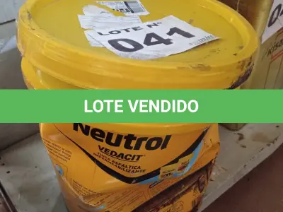 LOTE 041 - 01 - PINTURA ASFÁLTICA NEUTROL ACQUA VEDACIT (NO ESTADO, NÃO SABEMOS SE FUNCIONA. LEILÃO NÃO TEM GARANTIA E NEM DEVOLUÇÃO, SUJEITO A POSSÍVEIS AVARIAS VISÍVEIS/OCULTAS E/OU AUSÊNCIA DE COMPONENTES)