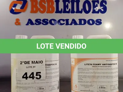 LOTE 445 - 10 LITROS DE SABONETE DE ESPUMA ANTISSÉPTICO. (NO ESTADO, LEILÃO NÃO TEM GARANTIA E NEM DEVOLUÇÃO, SUJEITO A POSSÍVEIS AVARIAS VISÍVEIS/OCULTAS E/OU AUSÊNCIA DE COMPONENTES).