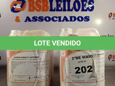 LOTE 202 - 20 LITROS DE ESPUMA HIGIENIZADORA PARA ANTISSEPSIA INSTANTÂNEA DAS MÃOS. (NO ESTADO, LEILÃO NÃO TEM GARANTIA E NEM DEVOLUÇÃO, SUJEITO A POSSÍVEIS AVARIAS VISÍVEIS/OCULTAS E/OU AUSÊNCIA DE COMPONENTES).
