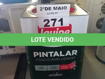LOTE 271 - 01 LATA DE TINTA IQUINE PINTALAR INTERIORES FOSCO AVELUDADO NA COR BRANCO GELO 18L. (NO ESTADO, LEILÃO NÃO TEM GARANTIA E NEM DEVOLUÇÃO, SUJEITO A POSSÍVEIS AVARIAS VISÍVEIS/OCULTAS E/OU AUSÊNCIA DE COMPONENTES).