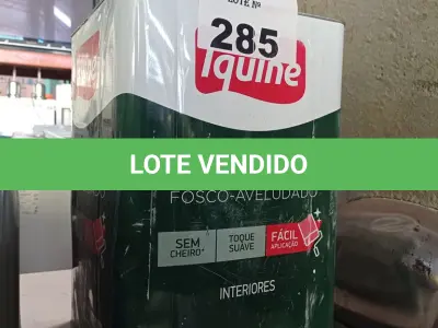 LOTE 285 - 01 LATA DE TINTA IQUINE PINTALAR INTERIORES FOSCO AVELUDADO NA COR BRANCO GELO 18L. (NO ESTADO, LEILÃO NÃO TEM GARANTIA E NEM DEVOLUÇÃO, SUJEITO A POSSÍVEIS AVARIAS VISÍVEIS/OCULTAS E/OU AUSÊNCIA DE COMPONENTES).