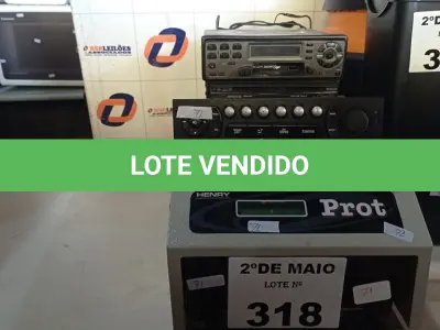 LOTE 318 - 01 AMPLIFICADOR DE SOM, 05 FONTES, 03 APARELHOS DE SOM AUTOMOTIVO E 02 RELÓGIOS PROTOCOLADOR MARCAS E MODELOS DIVERSOS. (NO ESTADO, LEILÃO NÃO TEM GARANTIA E NEM DEVOLUÇÃO, SUJEITO A POSSÍVEIS AVARIAS VISÍVEIS/OCULTAS E/OU AUSÊNCIA DE COMPONENTES).