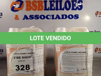 LOTE 328 - 20 LITROS DE ESPUMA HIGIENIZADORA PARA ANTISSEPSIA INSTANTÂNEA DAS MÃOS. (NO ESTADO, LEILÃO NÃO TEM GARANTIA E NEM DEVOLUÇÃO, SUJEITO A POSSÍVEIS AVARIAS VISÍVEIS/OCULTAS E/OU AUSÊNCIA DE COMPONENTES).