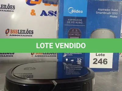 LOTE 246 - 01 - ASPIRADOR ROBÔ MIDEA SMART BRUSH (NO ESTADO, NÃO SABEMOS SE FUNCIONA. LEILÃO NÃO TEM GARANTIA E NEM DEVOLUÇÃO, SUJEITO A POSSÍVEIS AVARIAS VISÍVEIS/OCULTAS E/OU AUSÊNCIA DE COMPONENTES)