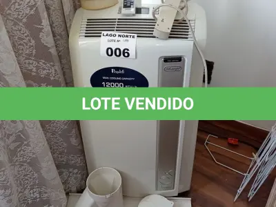 LOTE 006 - 01 AR-CONDICIONADO PORTÁTIL PINGUINO 12000BTUS (NO ESTADO, NÃO SABEMOS SE FUNCIONA. LEILÃO NÃO TEM GARANTIA E NEM DEVOLUÇÃO).