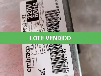 LOTE 131 - 01 UNIDADE CONDENSADORA EMBRACO 1/3+ HP UFF033 + XZ (UFI12HBX) 220V R134A (NO ESTADO, NÃO SABEMOS SE FUNCIONA. LEILÃO NÃO TEM GARANTIA E NEM DEVOLUÇÃO, SUJEITO A POSSÍVEIS AVARIAS VISÍVEIS/OCULTAS E/OU AUSÊNCIA DE COMPONENTES)