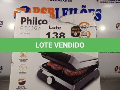 LOTE 138 - 01 - GRILL MASTER PRESS PHILCO INOX PGR04PI CHAPA 180º 220V (NO ESTADO, NÃO SABEMOS SE FUNCIONA. LEILÃO NÃO TEM GARANTIA E NEM DEVOLUÇÃO, SUJEITO A POSSÍVEIS AVARIAS VISÍVEIS/OCULTAS E/OU AUSÊNCIA DE COMPONENTES)