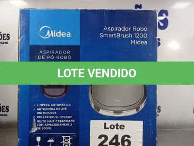 LOTE 246 - 01 - ASPIRADOR ROBÔ MIDEA SMART BRUSH (NO ESTADO, NÃO SABEMOS SE FUNCIONA. LEILÃO NÃO TEM GARANTIA E NEM DEVOLUÇÃO, SUJEITO A POSSÍVEIS AVARIAS VISÍVEIS/OCULTAS E/OU AUSÊNCIA DE COMPONENTES)