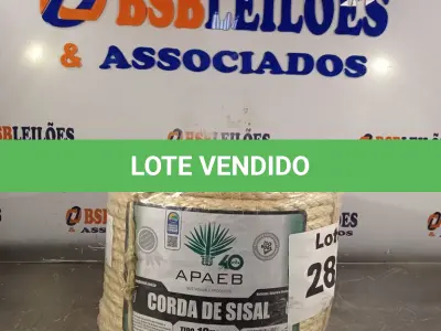 LOTE 287 - 110 METROS CORDA SISAL 12MM (NO ESTADO, NÃO SABEMOS SE FUNCIONA. LEILÃO NÃO TEM GARANTIA E NEM DEVOLUÇÃO, SUJEITO A POSSÍVEIS AVARIAS VISÍVEIS/OCULTAS E/OU AUSÊNCIA DE COMPONENTES)