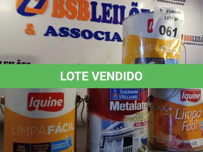 LOTE 061 - 03 GALÕES DE TINTA BASE IQUINE 3,6L E 01 GALÃO DE ESMALTE A BASE D’AGUA METALATEX 3,6L. (NO ESTADO, LEILÃO NÃO TEM GARANTIA E NEM DEVOLUÇÃO, SUJEITO A POSSÍVEIS AVARIAS VISÍVEIS/OCULTAS E/OU AUSÊNCIA DE COMPONENTES).