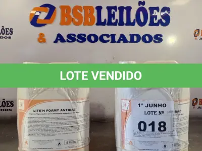 LOTE 018 - 20 LITROS DE ESPUMA HIGIENIZADORA PARA ANTISSEPSIA INSTANTÂNEA DAS MÃOS. (NO ESTADO, LEILÃO NÃO TEM GARANTIA E NEM DEVOLUÇÃO, SUJEITO A POSSÍVEIS AVARIAS VISÍVEIS/OCULTAS E/OU AUSÊNCIA DE COMPONENTES).