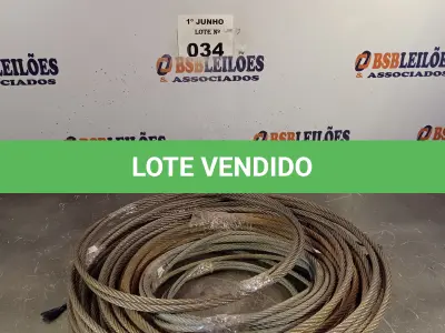 LOTE 034 - 01 LOTE COM VÁRIOS RETALHOS DE CABO DE AÇO. (NO ESTADO, LEILÃO NÃO TEM GARANTIA E NEM DEVOLUÇÃO, SUJEITO A POSSÍVEIS AVARIAS VISÍVEIS/OCULTAS E/OU AUSÊNCIA DE COMPONENTES).