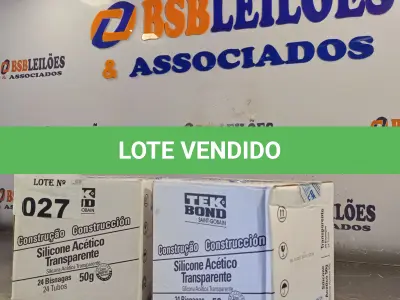 LOTE 027 - 02 CAIXAS COM BISNAGAS DE SILICONE ACÉTICO TRANSPARENTE 50G. (NO ESTADO, LEILÃO NÃO TEM GARANTIA E NEM DEVOLUÇÃO, SUJEITO A POSSÍVEIS AVARIAS VISÍVEIS/OCULTAS E/OU AUSÊNCIA DE COMPONENTES).
