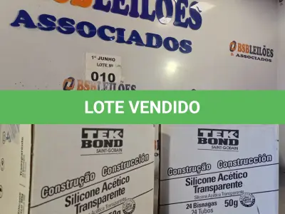 LOTE 010 - 02 CAIXAS COM BISNAGAS DE SILICONE ACÉTICO TRANSPARENTE 50G. (NO ESTADO, LEILÃO NÃO TEM GARANTIA E NEM DEVOLUÇÃO, SUJEITO A POSSÍVEIS AVARIAS VISÍVEIS/OCULTAS E/OU AUSÊNCIA DE COMPONENTES).