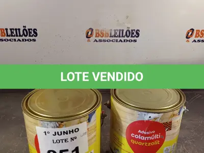 LOTE 051 - 02 GALÕES DE COLAMULT QUARTZOLIT, MULTIFUNÇÃO: CARPETE, BORRACHA, VINÍLICO E RODAPÉ 2,8KG. (NO ESTADO, LEILÃO NÃO TEM GARANTIA E NEM DEVOLUÇÃO, SUJEITO A POSSÍVEIS AVARIAS VISÍVEIS/OCULTAS E/OU AUSÊNCIA DE COMPONENTES).
