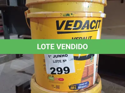 LOTE 299 - 01 BALDE DE DESMOLDANTE PARA CONCRETO REVESTIDO E 01 BALDE DE VEDALIT, ADITIVO PLASTIFICANTE CONCENTRADO PARA ARGAMASSA DE ASSENTAMENTO E REBOCO CONVENCIONAL. (NO ESTADO, LEILÃO NÃO TEM GARANTIA E NEM DEVOLUÇÃO, SUJEITO A POSSÍVEIS AVARIAS VISÍVEIS/OCULTAS E/OU AUSÊNCIA DE COMPONENTES).