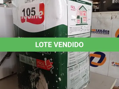LOTE 105 - 01 LATA DE TINTA IQUINE PINTALAR FOSCO-AVELUDADO INTERIORES NA COR BRANCO GELO 18L. (NO ESTADO, LEILÃO NÃO TEM GARANTIA E NEM DEVOLUÇÃO, SUJEITO A POSSÍVEIS AVARIAS VISÍVEIS/OCULTAS E/OU AUSÊNCIA DE COMPONENTES).