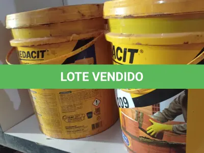 LOTE 209 - 02 BALDES DE VEDALIT, ADITIVO PLASTIFICANTE CONCENTRADO PARA CONCRETO E ARGAMASSAS 18L. (NO ESTADO, LEILÃO NÃO TEM GARANTIA E NEM DEVOLUÇÃO, SUJEITO A POSSÍVEIS AVARIAS VISÍVEIS/OCULTAS E/OU AUSÊNCIA DE COMPONENTES).