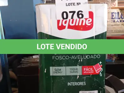 LOTE 076 - 01 LATA DE TINTA IQUINE PINTALAR FOSCO-AVELUDADO INTERIORES NA COR BRANCO GELO 18L. (NO ESTADO, LEILÃO NÃO TEM GARANTIA E NEM DEVOLUÇÃO, SUJEITO A POSSÍVEIS AVARIAS VISÍVEIS/OCULTAS E/OU AUSÊNCIA DE COMPONENTES).