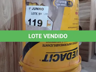 LOTE 119 - 02 BALDES DE ADITIVO IMPERMEABILIZANTE PARA CONCRETOS E ARGAMASSAS VEDACIT COM AVARIAS. (NO ESTADO, LEILÃO NÃO TEM GARANTIA E NEM DEVOLUÇÃO, SUJEITO A POSSÍVEIS AVARIAS VISÍVEIS/OCULTAS E/OU AUSÊNCIA DE COMPONENTES).