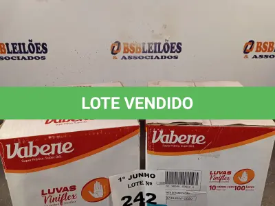 LOTE 242 - 02 CAIXAS COM LUVAS VINIFLEX TAMANHO P 7” SÃO 2.000 LUVAS NO TOTAL. (NO ESTADO, LEILÃO NÃO TEM GARANTIA E NEM DEVOLUÇÃO, SUJEITO A POSSÍVEIS AVARIAS VISÍVEIS/OCULTAS E/OU AUSÊNCIA DE COMPONENTES).