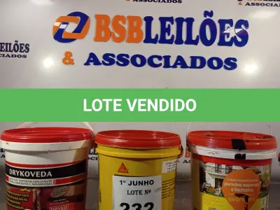 LOTE 232 - 01 BALDE DE DRYKOVEDA, 01 BALDE DE IMPERMEABILIZANTE PARA PAREDES EXTERNAS E FACHADAS E 01 BALDE DE SIKA ECO PRIMER, PRIMER ASFÁLTICO DISPERSO EM ÁGUA 3,6L. (NO ESTADO, LEILÃO NÃO TEM GARANTIA E NEM DEVOLUÇÃO, SUJEITO A POSSÍVEIS AVARIAS VISÍVEIS/OCULTAS E/OU AUSÊNCIA DE COMPONENTES).