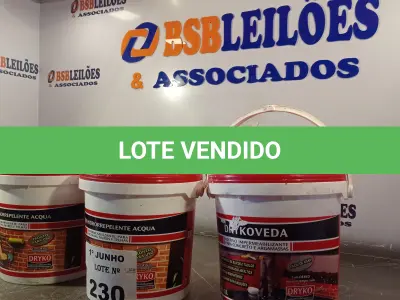 LOTE 230 - 03 BALDES DE DRYKOVEDA ACQUA, IMPERMEABILIZANTE PARA FACHADAS, MUROS E TELHAS 3,6L. (NO ESTADO, LEILÃO NÃO TEM GARANTIA E NEM DEVOLUÇÃO, SUJEITO A POSSÍVEIS AVARIAS VISÍVEIS/OCULTAS E/OU AUSÊNCIA DE COMPONENTES).
