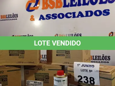 LOTE 238 - 01 LOTE COM VÁRIAS LATAS DE CATALISADOR VERNIZ “PU” MS 150ML. (NO ESTADO, LEILÃO NÃO TEM GARANTIA E NEM DEVOLUÇÃO, SUJEITO A POSSÍVEIS AVARIAS VISÍVEIS/OCULTAS E/OU AUSÊNCIA DE COMPONENTES).