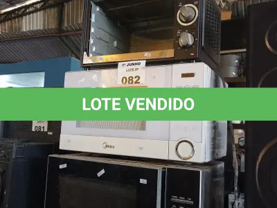 LOTE 082 - 02 MICRO-ONDAS E 01 FORNO ELÉTRICO PARA RETIRADA DE PEÇAS. (NO ESTADO, LEILÃO NÃO TEM GARANTIA E NEM DEVOLUÇÃO, SUJEITO A POSSÍVEIS AVARIAS VISÍVEIS/OCULTAS E/OU AUSÊNCIA DE COMPONENTES).