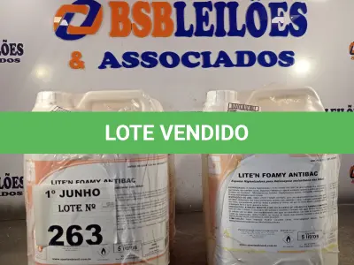 LOTE 263 - 20 LITROS DE ESPUMA HIGIENIZADORA PARA ANTISSEPSIA INSTANTÂNEA DAS MÃOS. (NO ESTADO, LEILÃO NÃO TEM GARANTIA E NEM DEVOLUÇÃO, SUJEITO A POSSÍVEIS AVARIAS VISÍVEIS/OCULTAS E/OU AUSÊNCIA DE COMPONENTES).