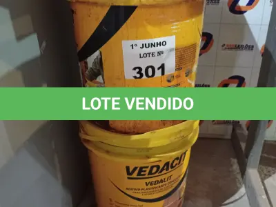 LOTE 301 - 02 BALDES DE VEDALIT, ADITIVO PLASTIFICANTE CONCENTRADO PARA CONCRETO E ARGAMASSA 18L. (NO ESTADO, LEILÃO NÃO TEM GARANTIA E NEM DEVOLUÇÃO, SUJEITO A POSSÍVEIS AVARIAS VISÍVEIS/OCULTAS E/OU AUSÊNCIA DE COMPONENTES).